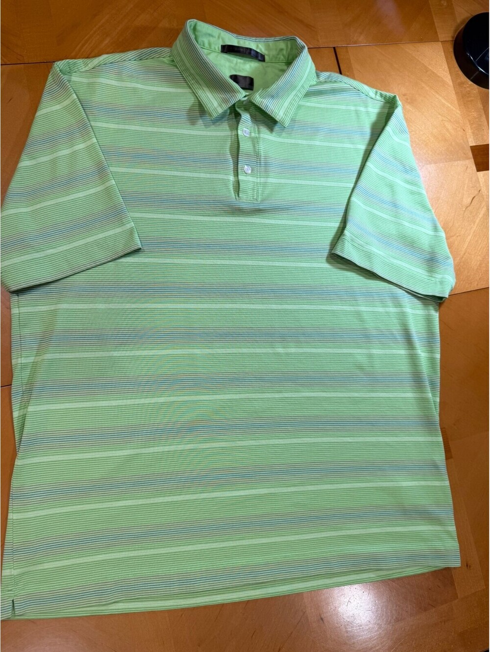 Nike Tiger Woods Collection Dri-FIT Men's Large Green Striped Golf Polo Shirt